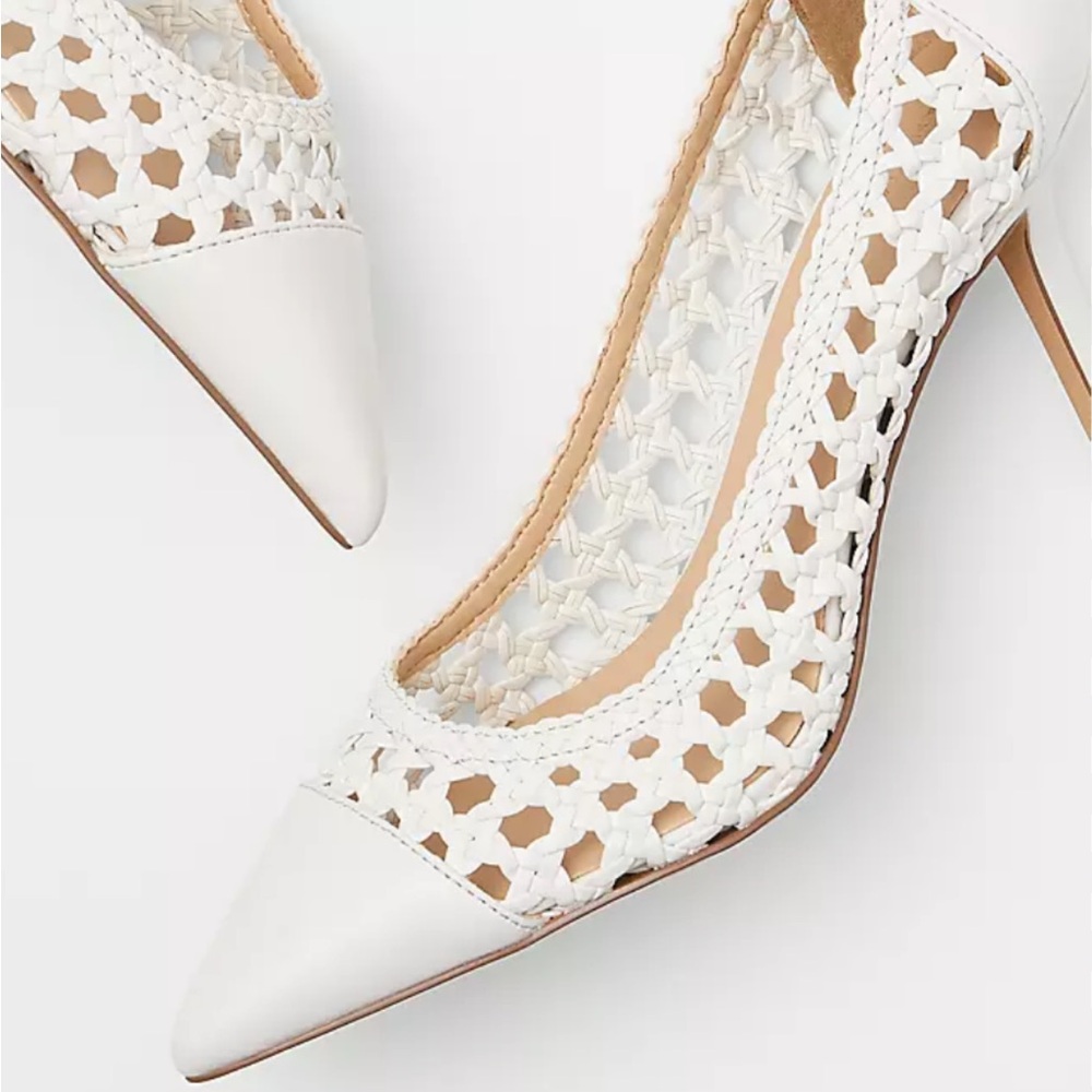 Ann Taylor Mae Woven White Pumps